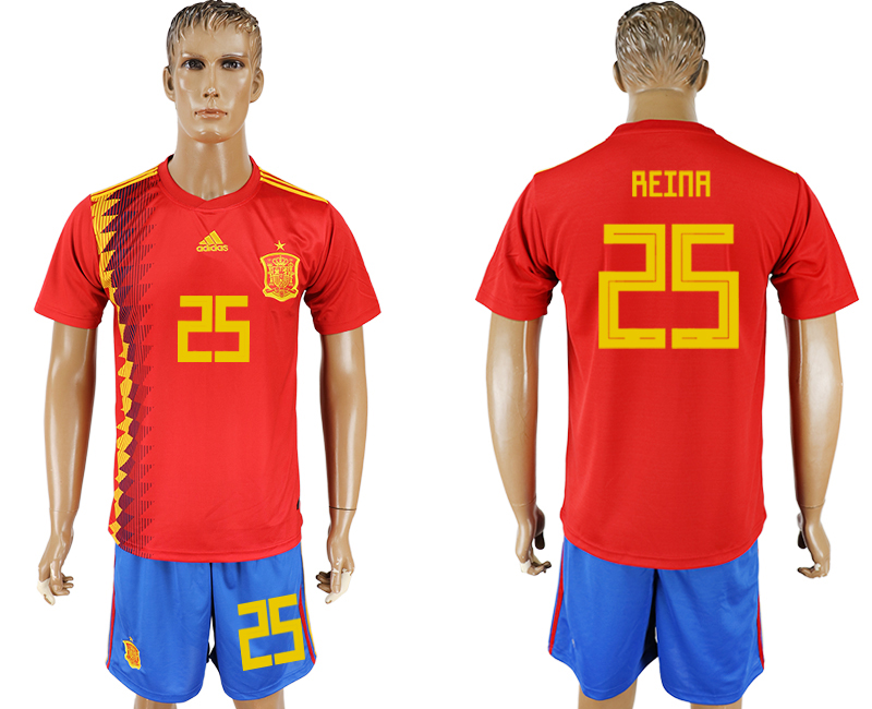Men 2018 World Cup National Spain home 25 red soccer jersey